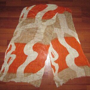 Orange Tan Gauze Long Scarf